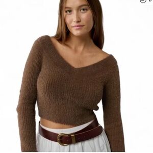 American Eagle Outfitters Brown V-Neck Sweater
